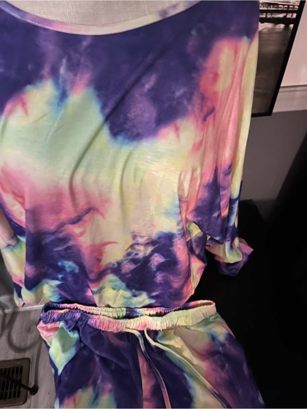 Tie-Dye Lounge short set pastel colors medium